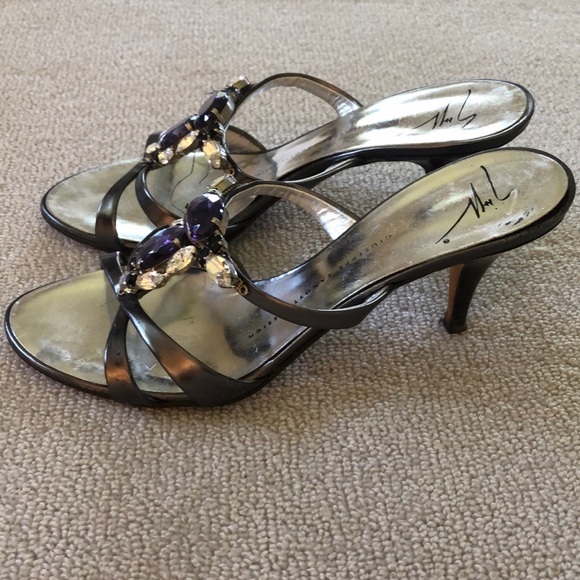 EUC Silver Giuseppe Zanotti mule’s w/ purple gems - Picture 3 of 6